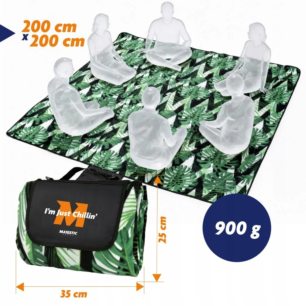 Majestic Sport Izoliuotas paplūdimio iškylos antklodė, vandeniui atsparus didelis paplūdimio kilimėlis XXL 200x200