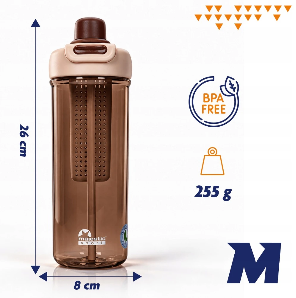 Gertuvė Majestic Sport vandens butelis, 950 ml, su sieteliu ir šiaudeliais, be BPA