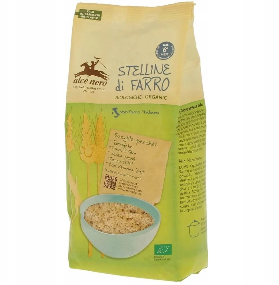 Makaronai (iš emmer) STARS SU VITAMINU B1 VAIKAMS EKOLOGIŠKAS 500g ALCE NERO
