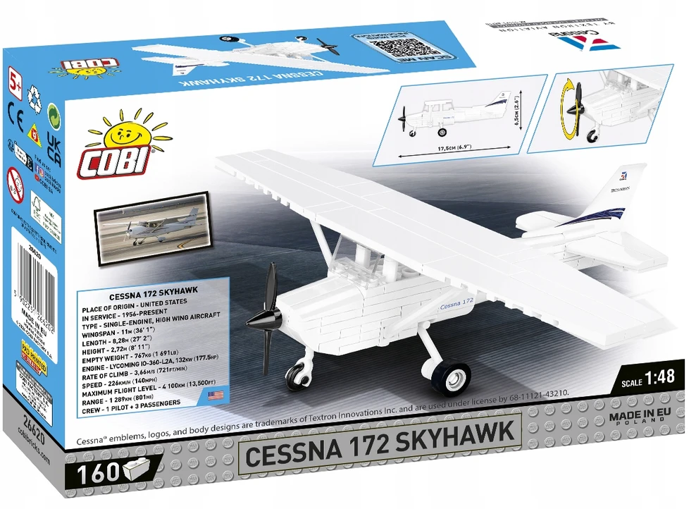 Maketas - COBI - CESSNA 172 SKYHAWK W - Plastikas - 150 dalių - Rinkti pačiam