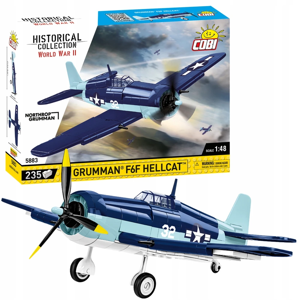 Maketas - COBI - Grumman F6F Hellcat - 235 elementų - Mėlyna, Balta, Tamsiai mėlyna - Surinkti patiems