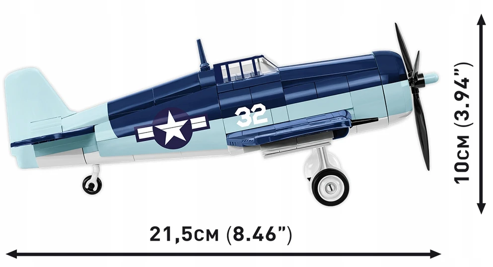 Maketas - COBI - Grumman F6F Hellcat - 235 elementų - Mėlyna, Balta, Tamsiai mėlyna - Surinkti patiems