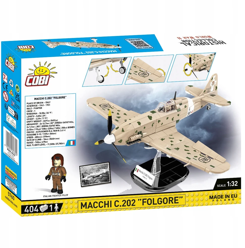 Maketas - COBI - Macchi C.202 'Folgore' - 576 dalys - Plastikas - Renkama pačiam