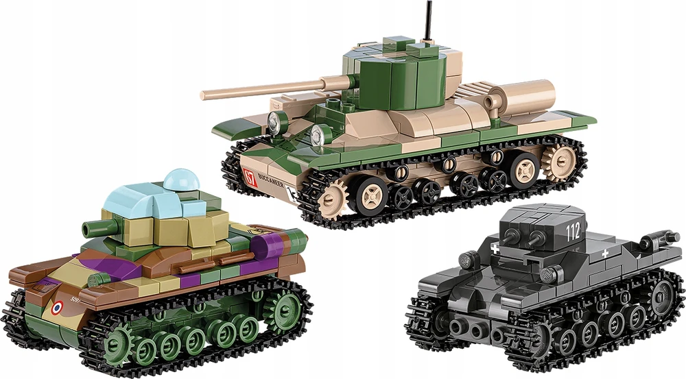 Maketas - COBI - Renault R35, Valentine IX, Panzer I - 300 dalių - Plastikas - Sursdinti patiems
