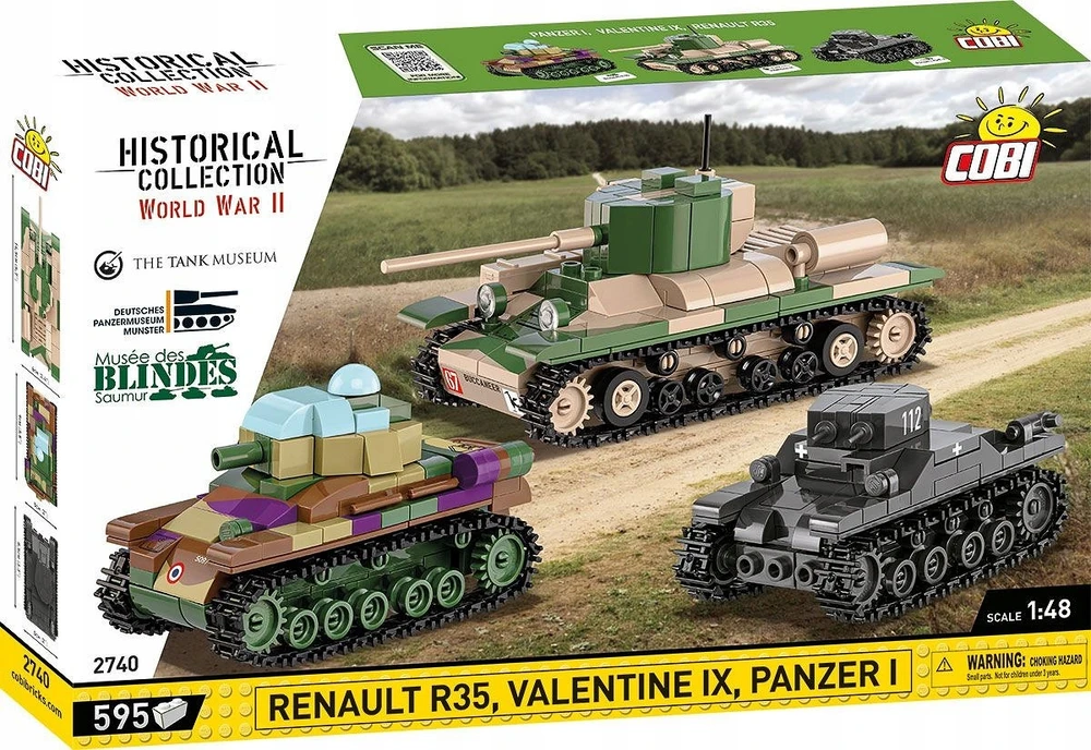 Maketas - COBI - Renault R35, Valentine IX, Panzer I - 300 dalių - Plastikas - Sursdinti patiems