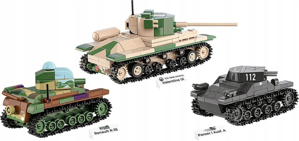 Maketas - COBI - Renault R35, Valentine IX, Panzer I - 300 dalių - Plastikas - Sursdinti patiems
