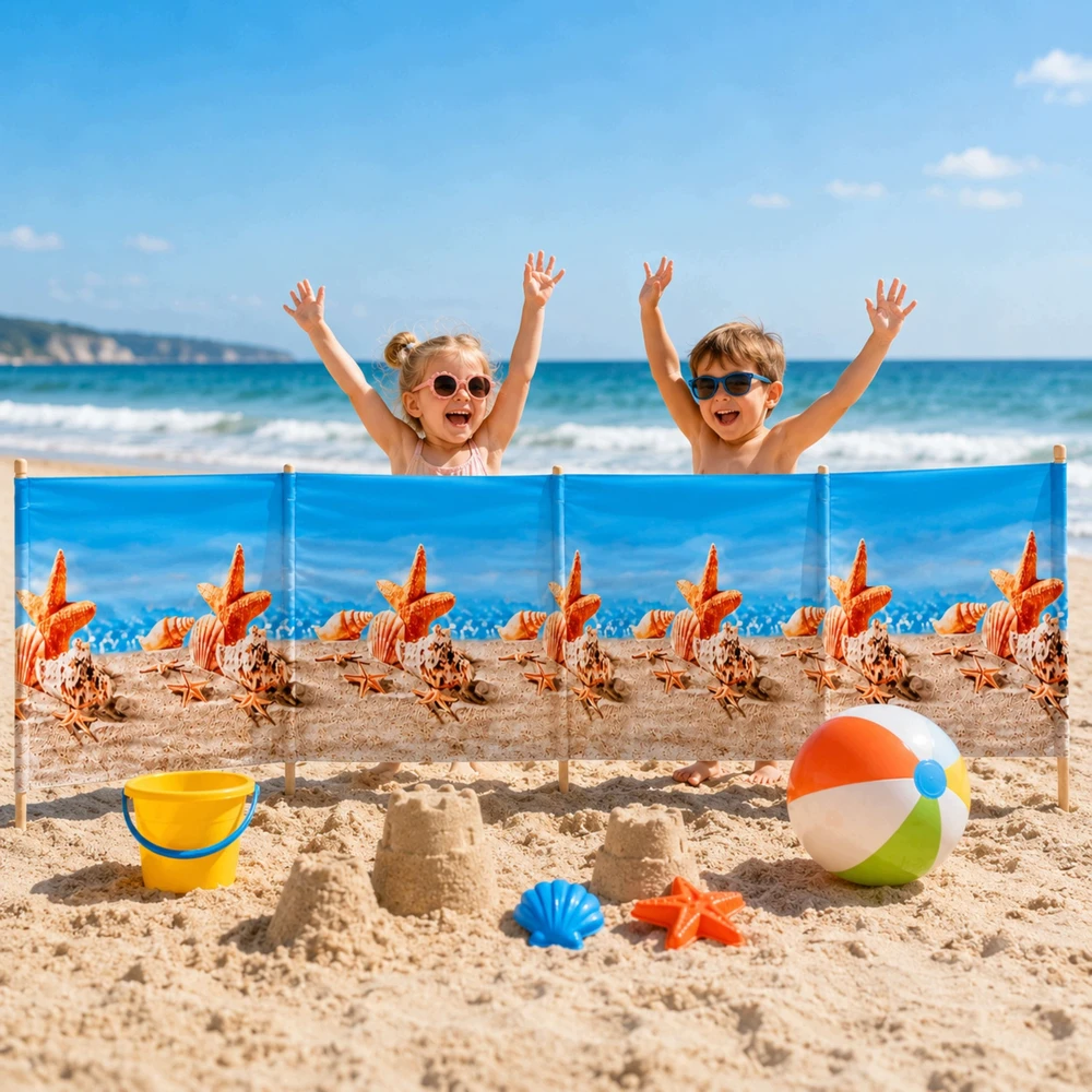 Malcom BEACH SCREEN 6M STORIS PREMIUM MEDŽIAGA + PLAKTUKAS PAPLŪDIUI IR JŪRAI