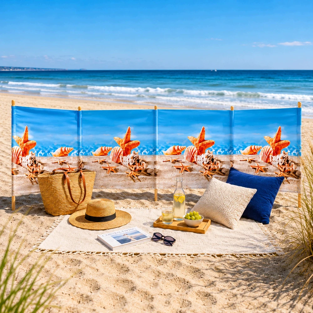 Malcom BEACH SCREEN 6M STORIS PREMIUM MEDŽIAGA + PLAKTUKAS PAPLŪDIUI IR JŪRAI