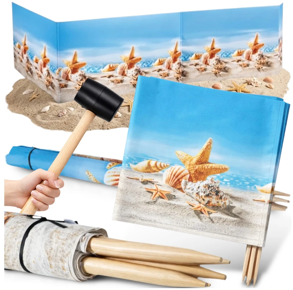 Malcom BEACH SCREEN 6M STORIS PREMIUM MEDŽIAGA + PLAKTUKAS PAPLŪDIUI IR JŪRAI