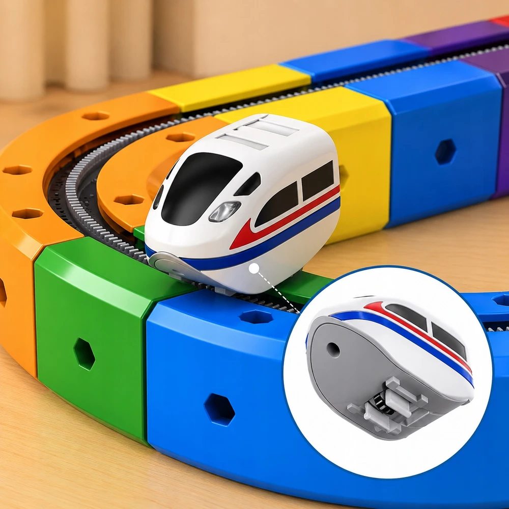 MALLE „Magic Track“ traukinio magnetiniai bėgių magnetiniai blokai „pasidaryk pats“ 51 El USB