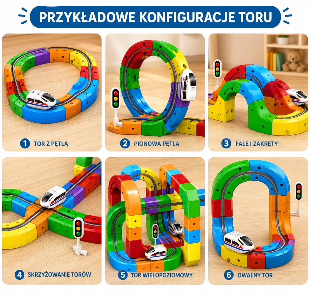 MALLE „Magic Track“ traukinio magnetiniai bėgių magnetiniai blokai „pasidaryk pats“ 51 El USB