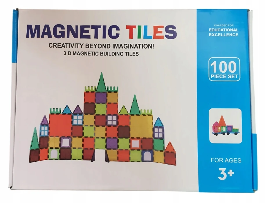 MALLE MAGNETINIAI BLOKAI 3D MAGNETINĖS PLYTELĖS KONSTRUKCINIS RINKINYS XXL 100 vnt.