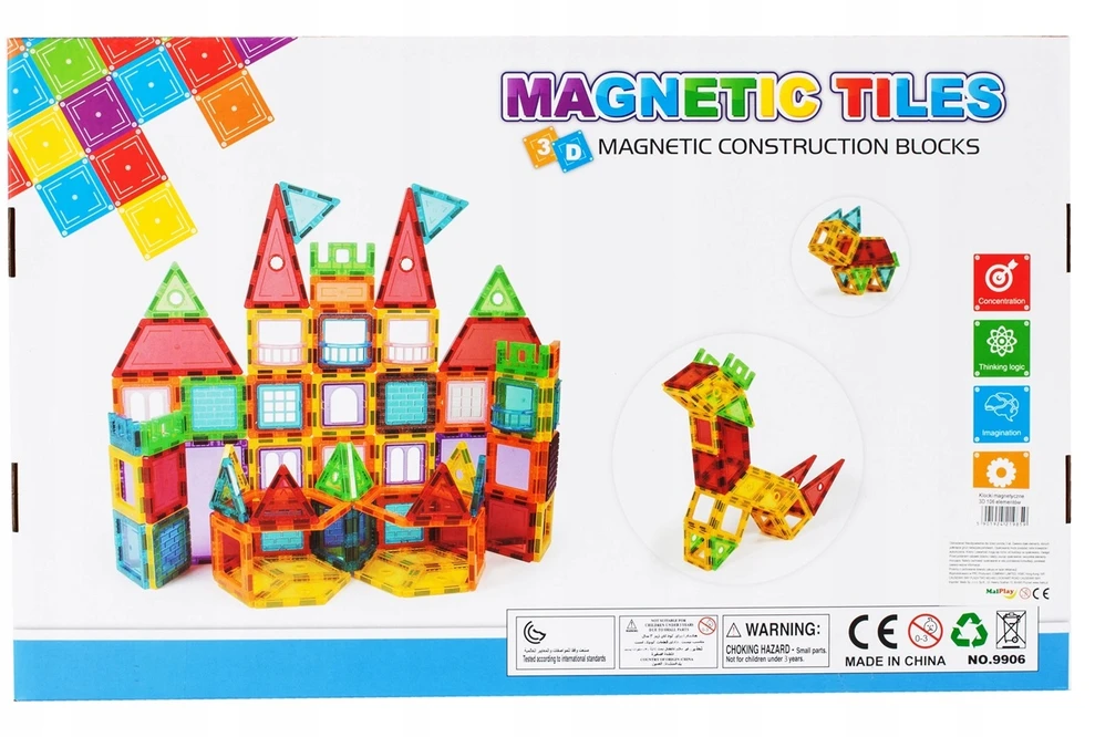 MALLE MAGNETINIAI KONSTRUKCINIAI KLUOKLIAI 3D EDUKACINĖ DĖLĖLĖ VAIKAMS 106 vnt.