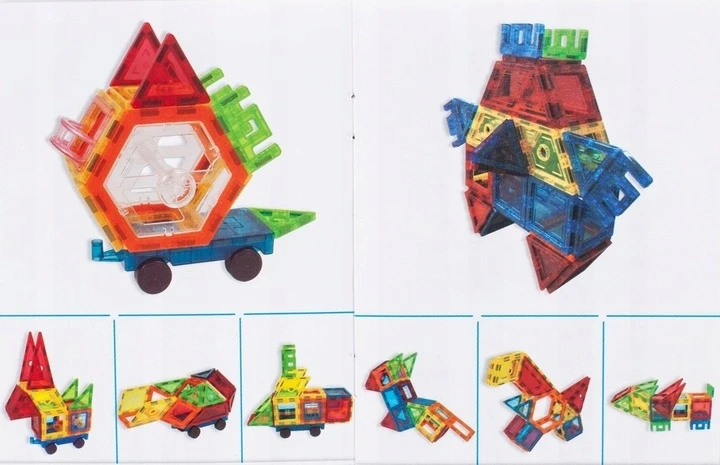 MALLE MAGNETINIAI KONSTRUKCINIAI KLUOKLIAI 3D EDUKACINĖ DĖLĖLĖ VAIKAMS 106 vnt.