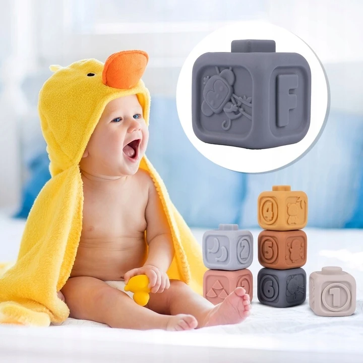 MALLE SENSORY GUMINIAI BLOKAI SOFT CREATIVE MONTESSORI TOWER PYRAMID 13 EL