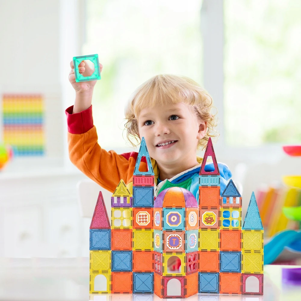 Malplay 3D MAGNETINIAI BLOKAI, MOKYMOSI KONSTRUKCIJA, MAGNETINIŲ PLOKŠČIŲ RINKINYS 77EL