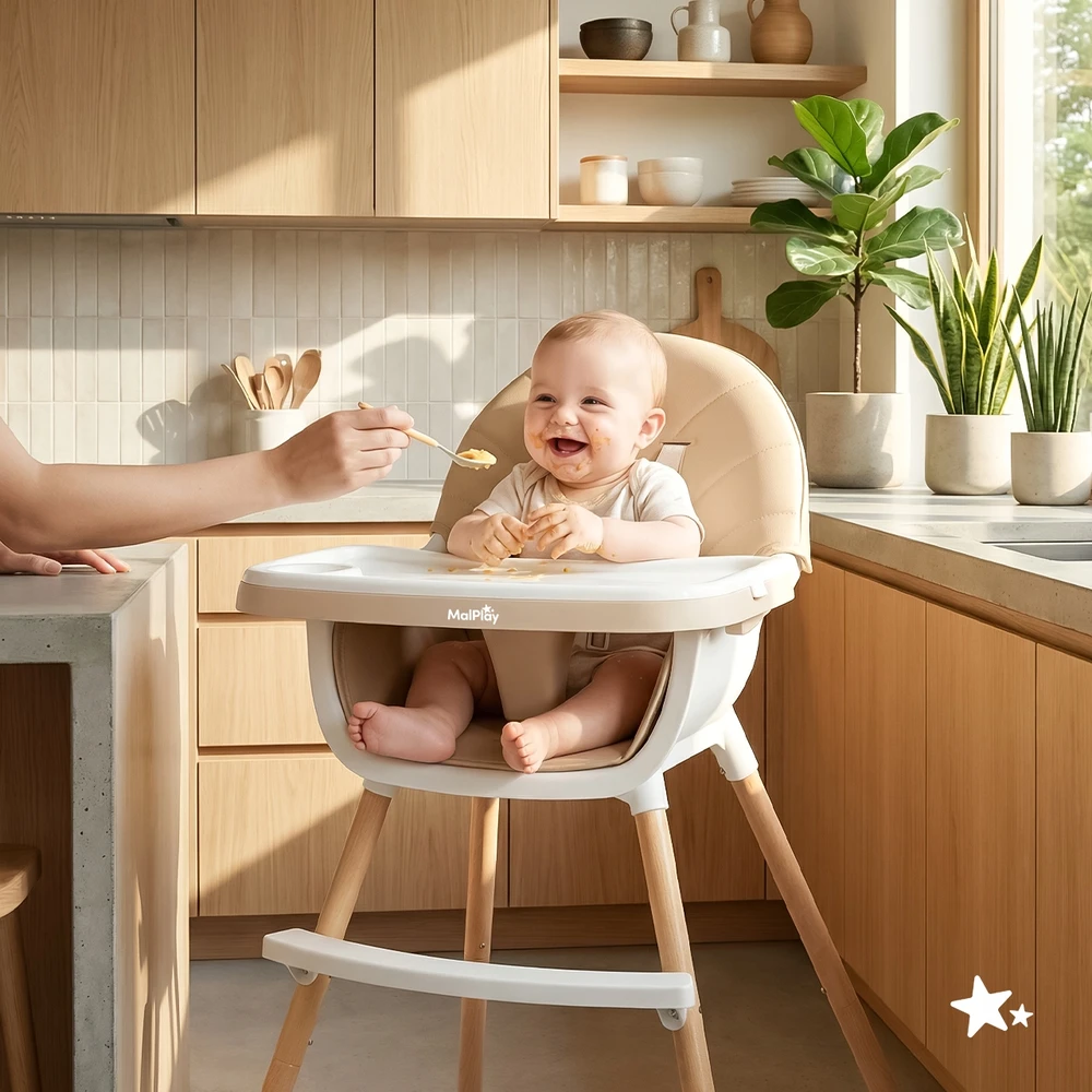 Malplay CREAM Maitinimo kėdutė BITEO 3in1 Kreminis