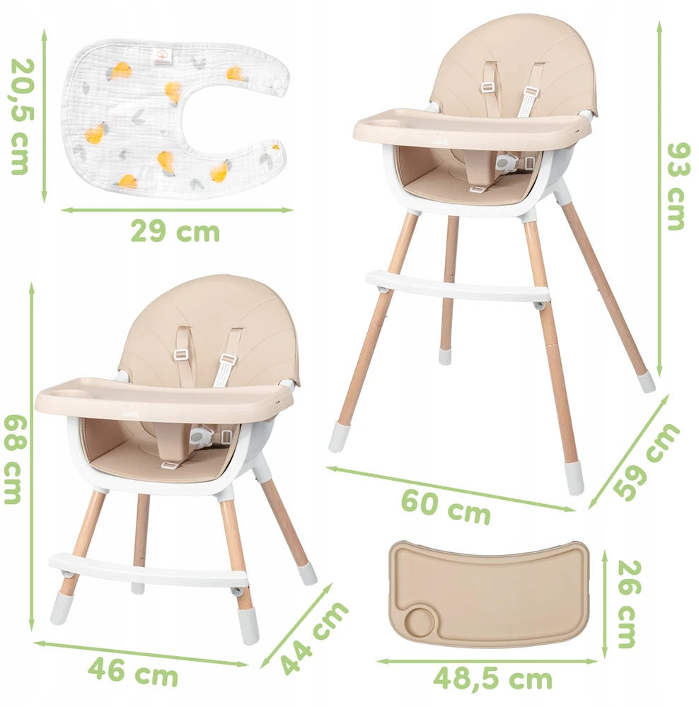 Malplay CREAM Maitinimo kėdutė BITEO 3in1 Kreminis