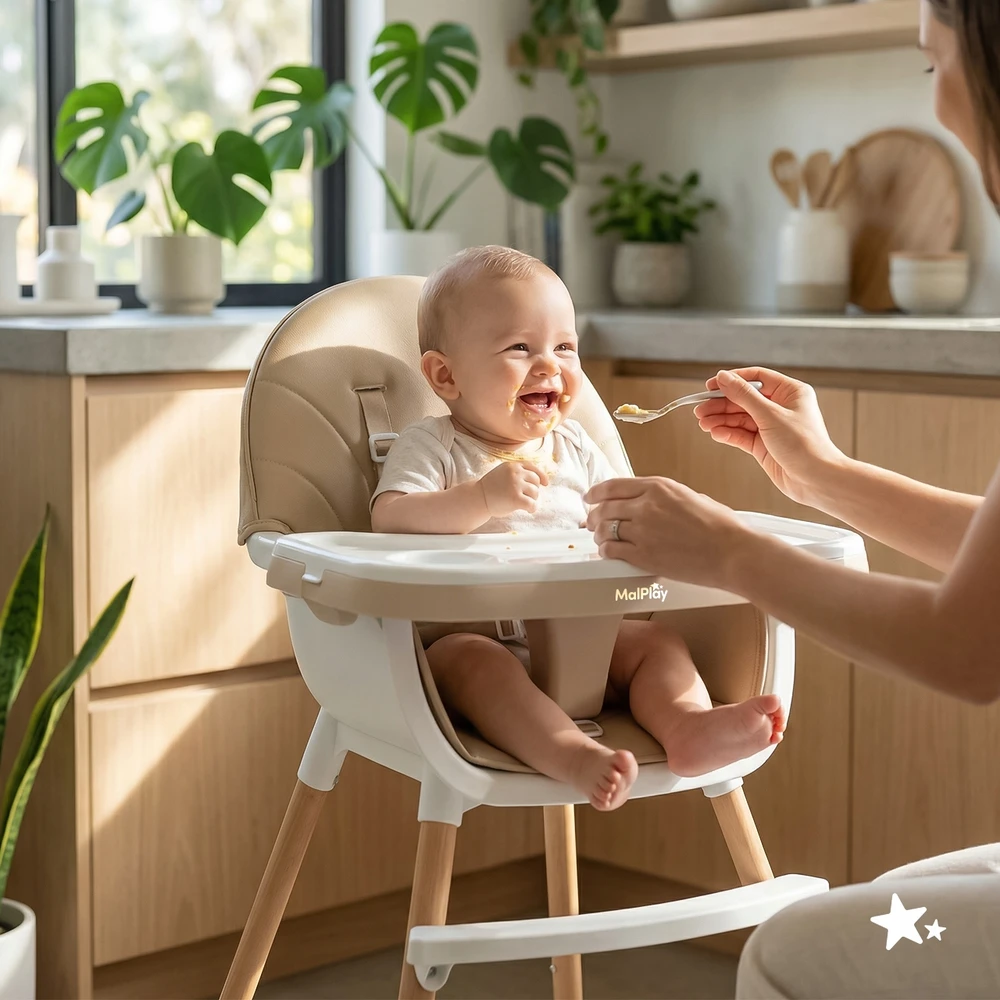 Malplay CREAM Maitinimo kėdutė BITEO 3in1 Kreminis