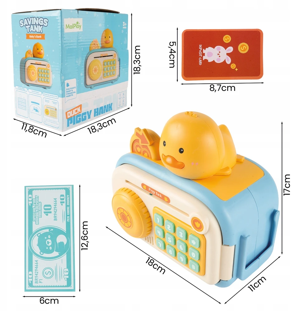 Malplay Interaktyvi vaikiška taupyklė seifas „Duck Piggy Bank“