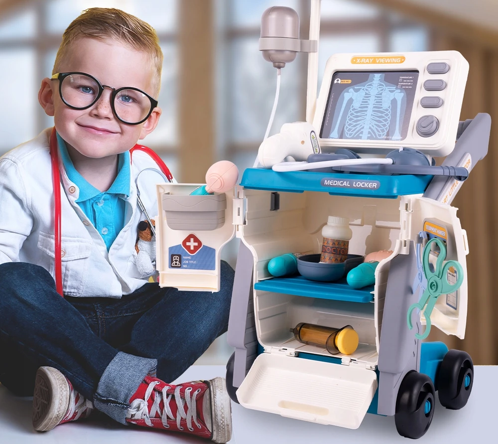 Malplay Žaislinis gydytojo rinkinys EKG vežimėlyje