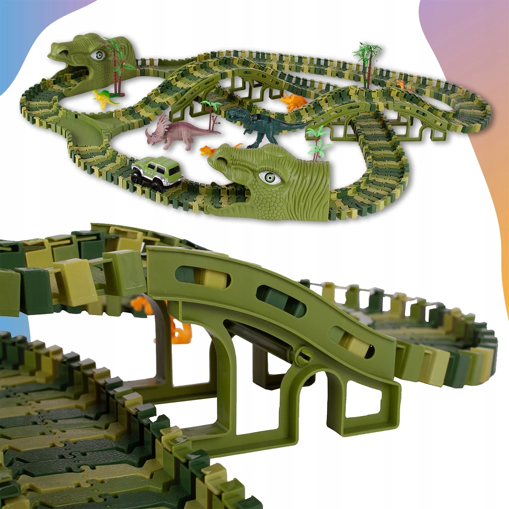 Malplay Žaislinė didžiulė dinozaurų lenktynių trasa su figūrėlėmis, 240 vnt