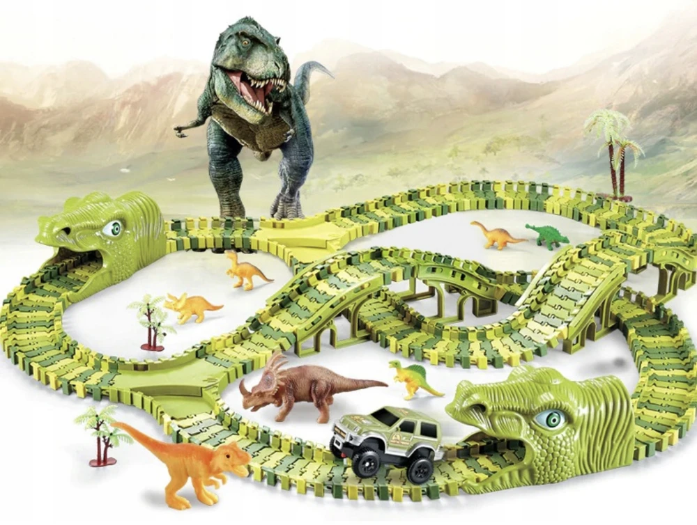 Malplay Žaislinė didžiulė dinozaurų lenktynių trasa su figūrėlėmis, 240 vnt