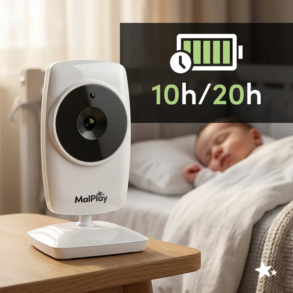 Malplay ELEKTRONINĖ AUKLĖ SU KAMEROS LIVE MONITORIU NAKTINIS REŽIMAS VOX ZOOM 3,2" LCD