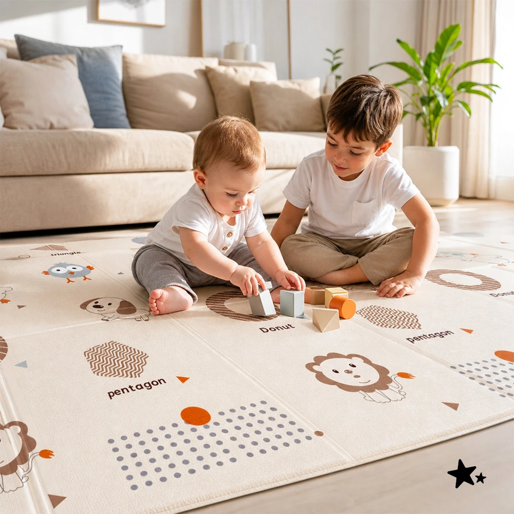 Malplay LAIKOMASIS PUOLŲ KILIMAS, DVIpusis sulankstomas 180x200 XPE PUTAS VAIKAMS