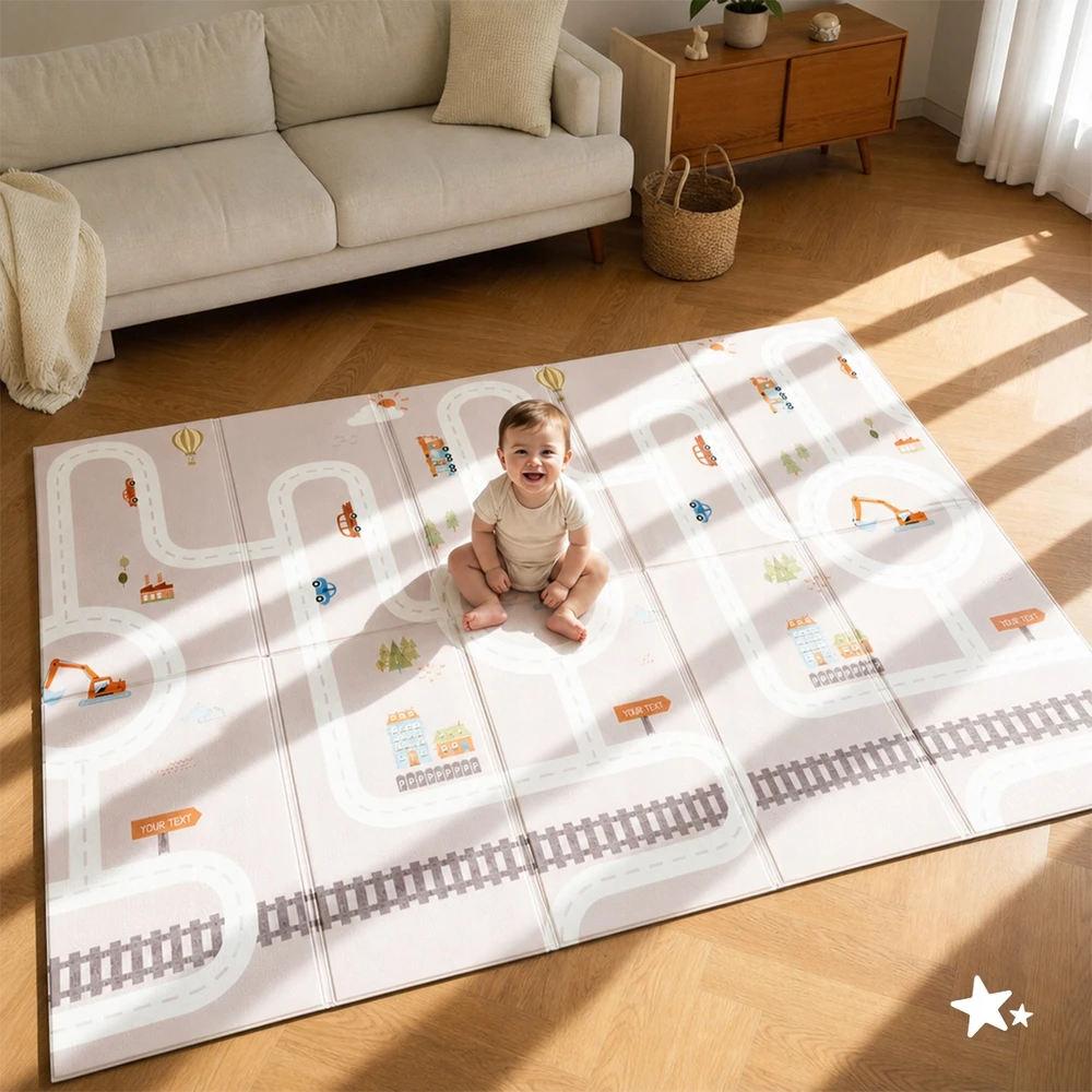 Malplay LAIKOMASIS PUOLŲ KILIMAS, DVIpusis sulankstomas 180x200 XPE PUTAS VAIKAMS