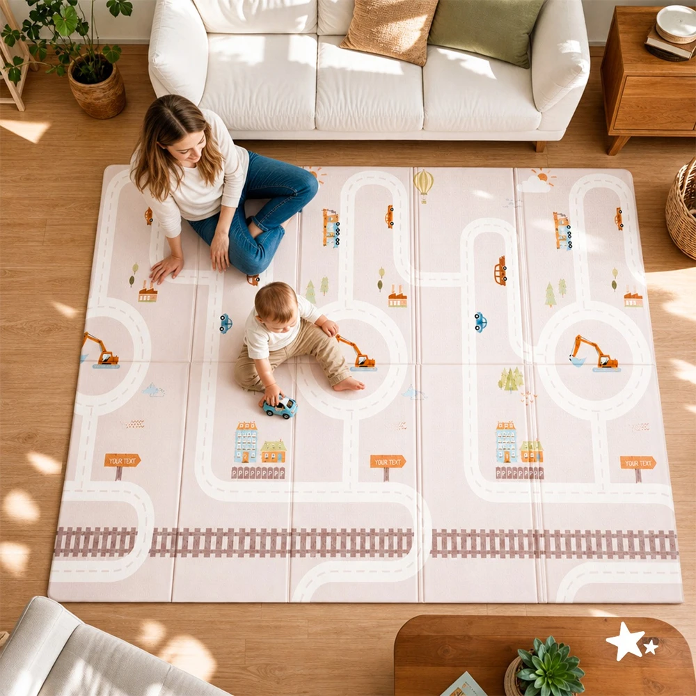 Malplay LAIKOMASIS PUOLŲ KILIMAS, DVIpusis sulankstomas 180x200 XPE PUTAS VAIKAMS