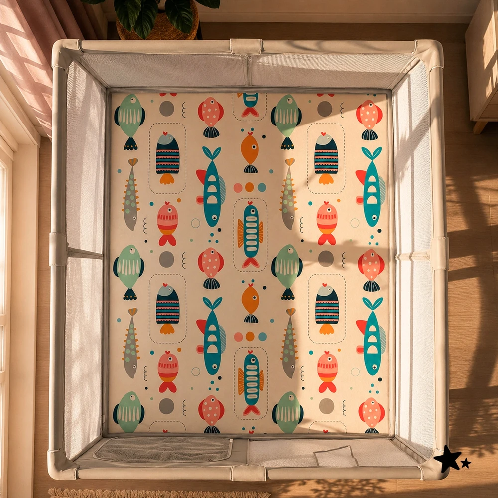 Malplay LAIKOMASIS VALČIUOTAS DVIPUŠIS PUOLŲ KILIMAS, DIDELIS 180x200 PUTOLAS VAIKAMS