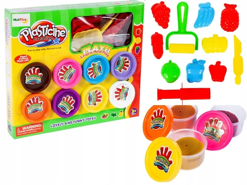 Malplay Plastilinas- modelinas su priedais, 8 spalvos