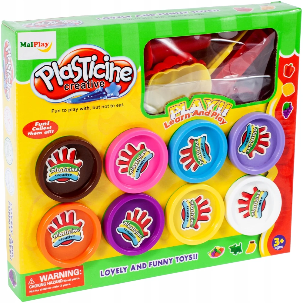 Malplay Plastilinas- modelinas su priedais, 8 spalvos