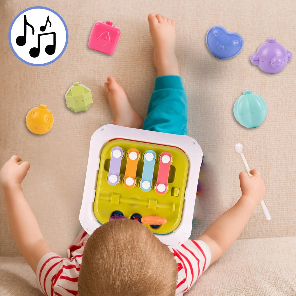 Malplay MONTESSORI Block SORTER GUMINIAI DAUGIAUSIŲ JAUTIMŲ UGDYMO KUBAS 7IN1
