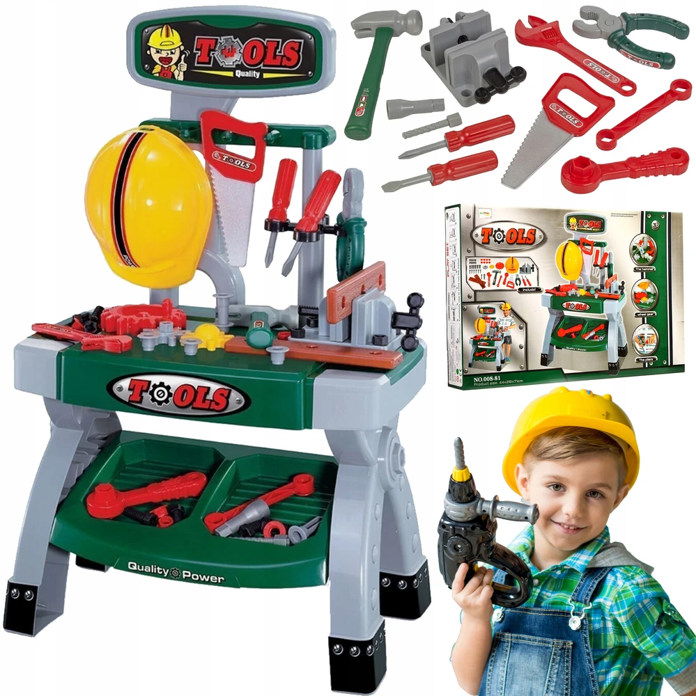 Malplay „Pasidaryk pats“ dirbtuvės 71 cm ŠALMO ŽAIDIMO ĮRANKIŲ RINKINYS VAIKAMS