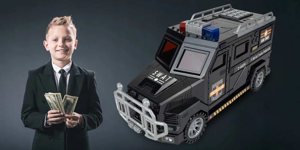 Malplay Vaikiška taupyklė seifas su PIN kodu Policijos automobilis