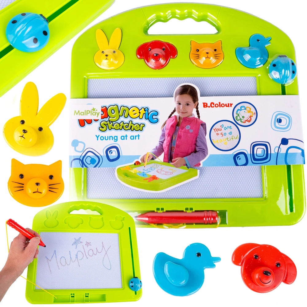 Malplay Magnetinė piešimo lenta su 4 anstpaudais