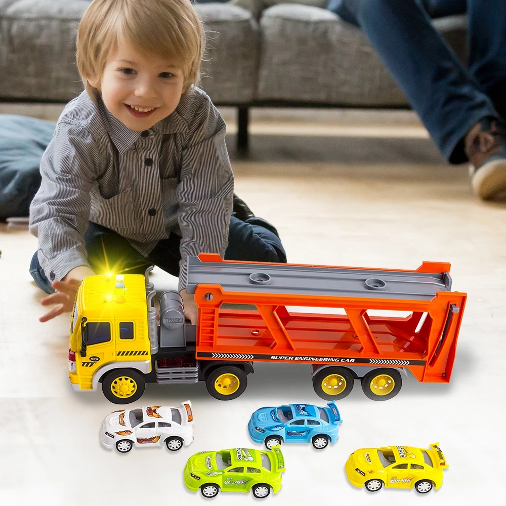Malplay Žaislinis sunkvežimis vilkikas su lengvaisiais automobiliais