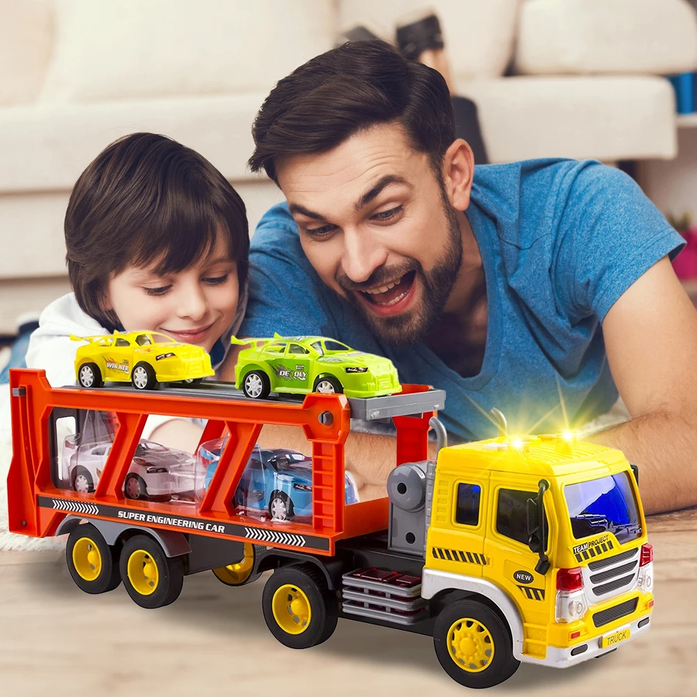 Malplay Žaislinis sunkvežimis vilkikas su lengvaisiais automobiliais