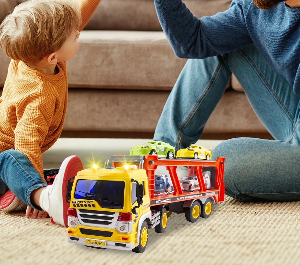 Malplay Žaislinis sunkvežimis vilkikas su lengvaisiais automobiliais