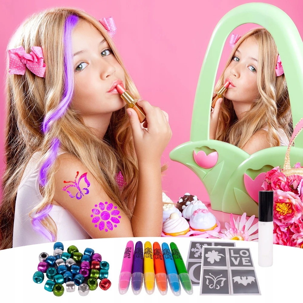 Malplay Tatuiruočių ir plaukų dažymo rinkinys „2in1 Beads“