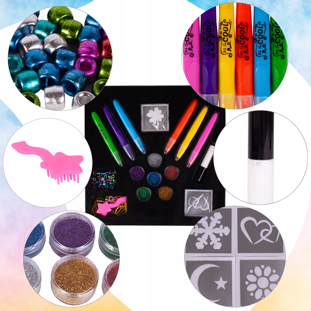 Malplay Tatuiruočių ir plaukų dažymo rinkinys „2in1 Beads“