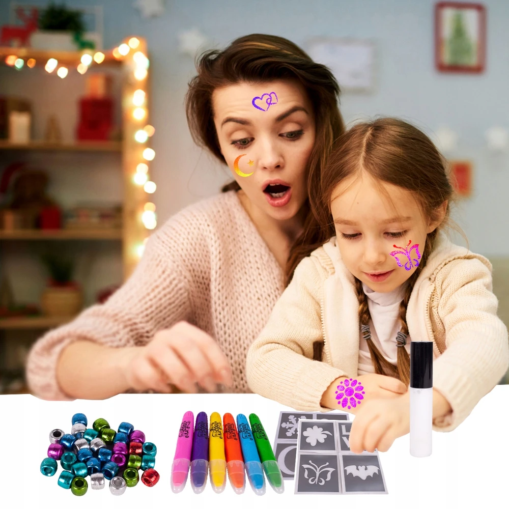 Malplay Tatuiruočių ir plaukų dažymo rinkinys „2in1 Beads“