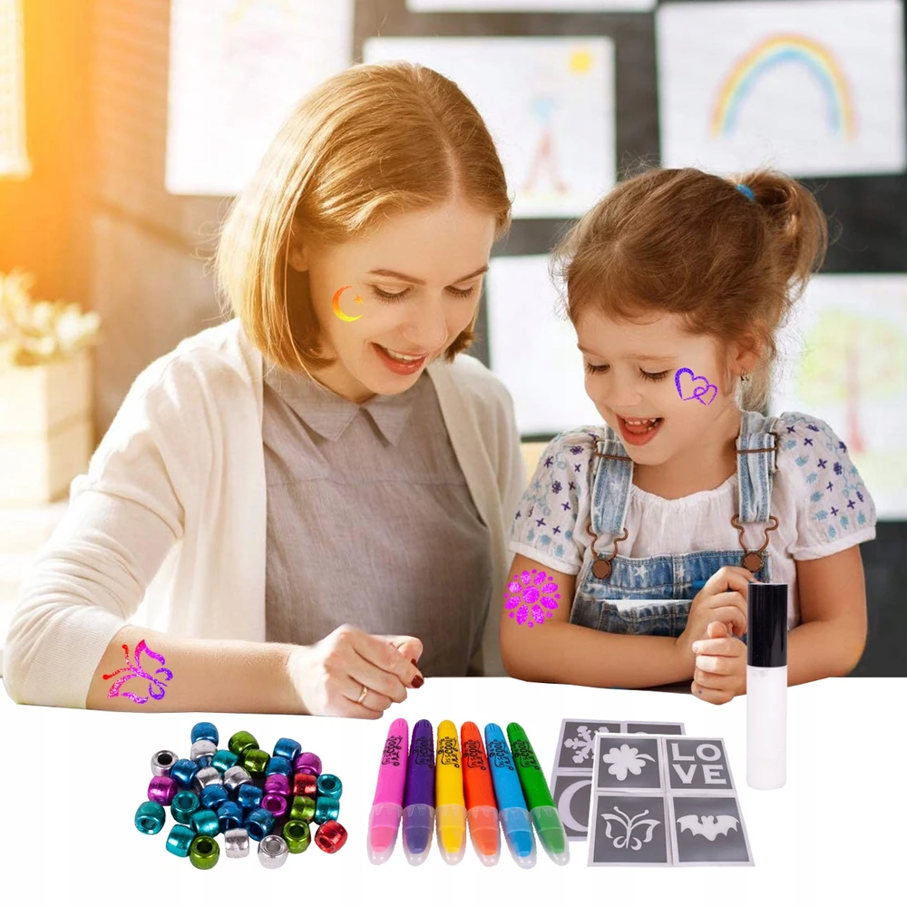 Malplay Tatuiruočių ir plaukų dažymo rinkinys „2in1 Beads“