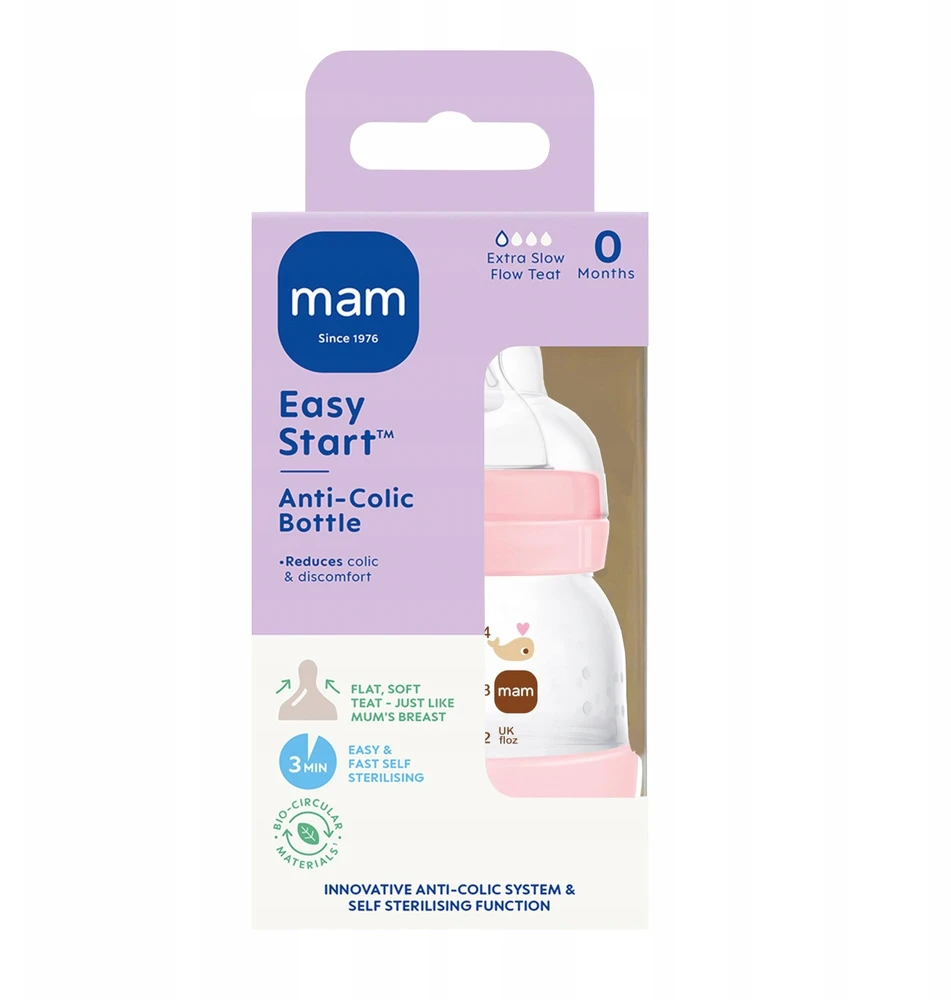 MAM Baby Anti-Colic Bottle 130 ml čiulptukas 0m Naujagimiui