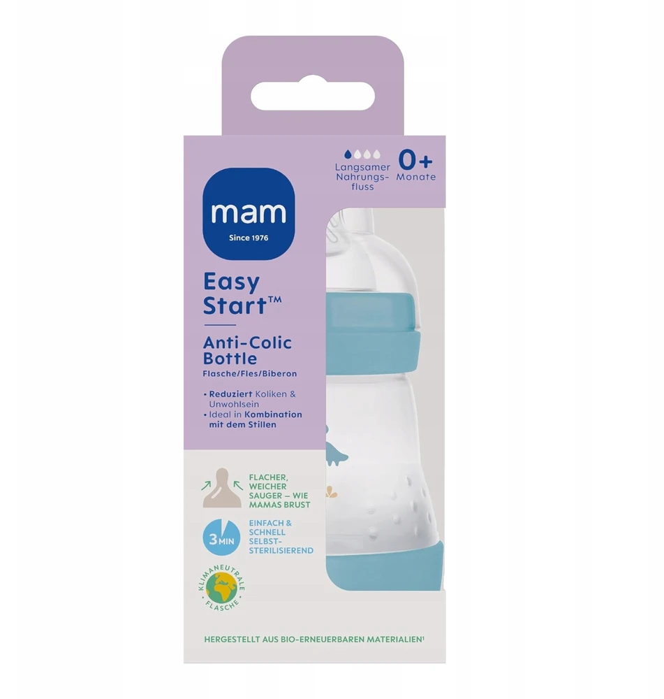 MAM Baby Anti Colic Bottle 160 ml lėto srauto žindukas 0m+