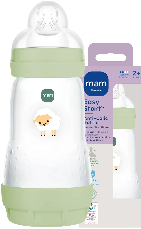 Mam 5953 PERFECT START ANTIKOLIKINIS BUTELIUKAS 260ML, ŽALIOS SPALVOS, MALTAS GAMTOJE