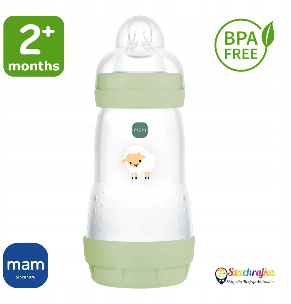 Mam 5953 PERFECT START ANTIKOLIKINIS BUTELIUKAS 260ML, ŽALIOS SPALVOS, MALTAS GAMTOJE