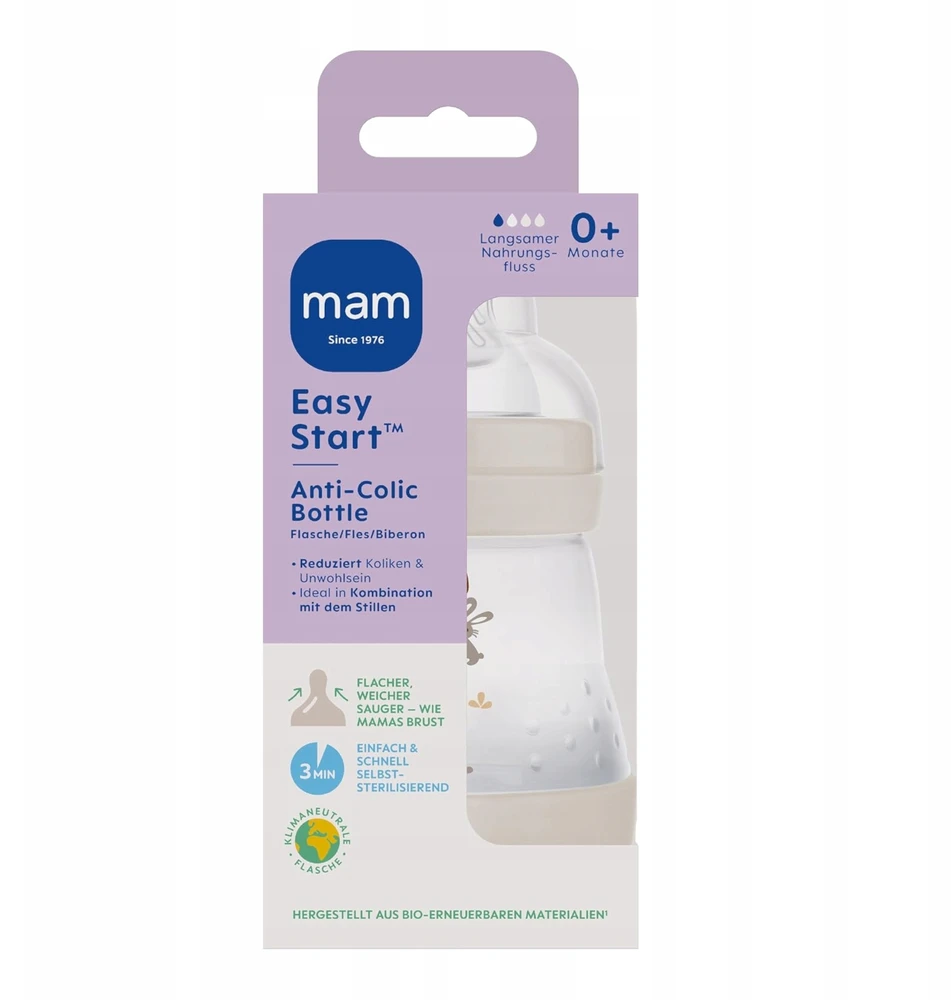 MAM Baby Anti-Colic Buteliukas nuo dieglių 160 ml 0m+ naujagimiui